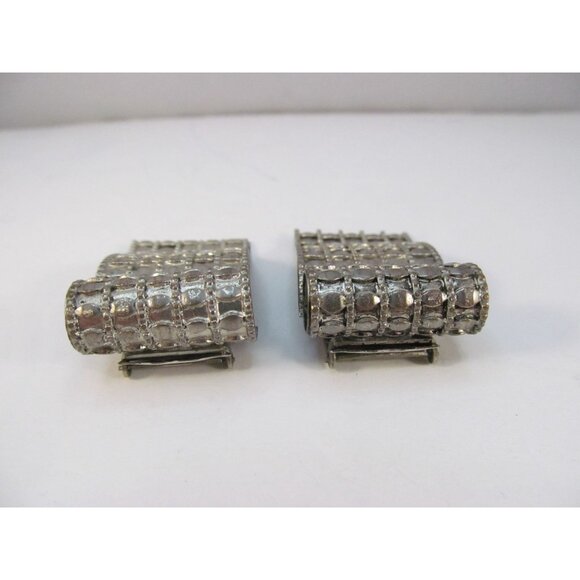 Vintage Set of Dress Clips Silver Aluminum Ripple Textured Design - Picture 5 of 11